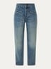 Baggy mid waist straight leg cropped jeans met opgestikte zakken - Indigo