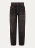 Baggy mid waist straight leg cropped jeans met opgestikte zakken - Donkerbruin