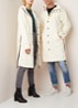 Longline regenjas met capuchon - unisex - Gebroken wit