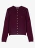 Fijngebreid vest van wol met logoborduring - Aubergine