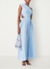 Revi maxi one shoulder jurk met plooien en cut-out detail - Blauw