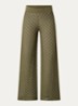 Alissa grofgebreide high waist wide fit broek - Olijfgroen