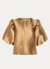 Cleo blouse van satijn met pofmouw - Camel