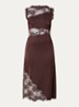 Desire midi jurk van satijn met details van kant - Bruin