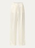 Sarah high waist wide leg pantalon van satijn - Vanillegeel