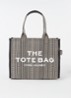 The Large Tote shopper van canvas met logoprint - Zand