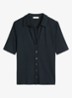 Blouse met wide spread kraag - Donkerblauw