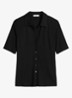 Blouse met wide spread kraag - Zwart