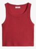 Cropped tanktop met ribstructuur - Kersenrood
