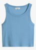 Cropped tanktop met ribstructuur - Blauw