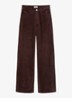 High waist straight fit broek van corduroy - Donkerbruin