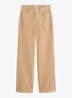 High waist straight fit broek van corduroy - Beige