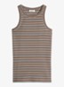 Ribgebreide tanktop met streepprint - Bruin