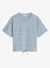 T-shirt met streepprint en trekkoord - Light Blue 06-5704 / Blauw