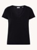 T-shirt met V-hals - Zwart