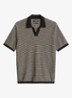 Fijngebreide polo in linnenblend met streepprint - Black-0093 / Zwart