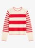 Fijngebreide pullover met streepprint - Rood