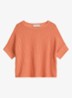 Grofgebreid trui in linnenblend met ribstructuur - Warm Orange-9326 / Oranje