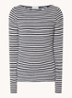 Longsleeve met streepprint en boothals - Donkerblauw