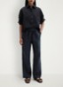 Loose fit palazzo broek van linnen met steekzakken - Deep Night Blue-4300 / Blauw