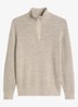 Ribgebreide trui in wolblend met halve rits - Beige