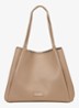 Schoudertas van leer met logo - Beige