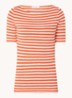 T-shirt met streepprint en stretch - Oranjerood