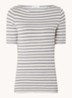 T-shirt met streepprint en stretch - Lichtgrijs