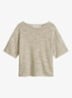 Trui in katoen-linnenblend met bateauhals - Linen Beige / Grijs