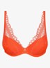 Cerina voorgevormde plunge bh met overlay van kant - Oranje