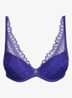 Cerina voorgevormde plunge bh met overlay van kant - Donkerblauw