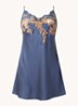 Nina slipdress van zijde met borduring - Blauw