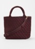 Midi handtas met afneembare schouderriem en gevlochten details - Aubergine