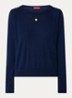 Doberman fijngebreide pullover van scheerwol met borduring - Donkerblauw