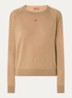 Doberman fijngebreide pullover van scheerwol met borduring - Camel