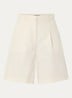 Ecuba high waist straight fit korte broek in linnenblend - Gebroken wit
