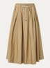 High waist midi rok met trekkoord - Bruin