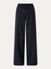 High waist wide fit pantalon met steekzakken - Donkerblauw