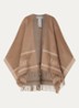 Hilde poncho van wol met logoprint en franjes - Camel