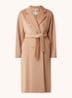 Madame mantel in wolblend met strikceintuur - Camel