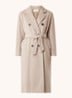 Madame mantel in wolblend met strikceintuur - Beige