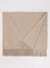 Sjaal van wol met franjes 180 x 50 cm - Donkerbeige