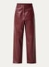 Sospiro high waist straight broek van imitatieleer met steekzakken - Bordeauxrood