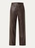 Sospiro high waist straight broek van imitatieleer met steekzakken - Bruin