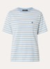 Venaco T-shirt met streepprint en logoborduring - Lichtblauw
