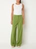 Visivo high waist straight fit pantalon van scheerwol - Groen