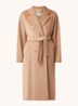 Madame mantel in wolblend met strikceintuur - Camel