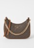 Jet Set Small schoudertas met leren details  - Donkerbruin