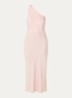 Narcissa one shoulder midi jurk van satijn - Oudroze