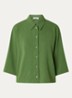 Popel blouse van crêpe met trompetmouw - Groen
